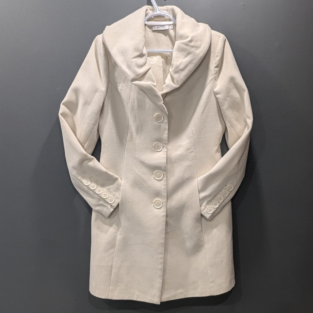 Elegant Winter Pea Coat Creme Coloured Ricki's Size Medium